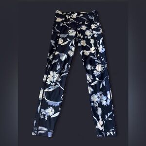 Athleta Navy and Light Blue Floral Leggings
